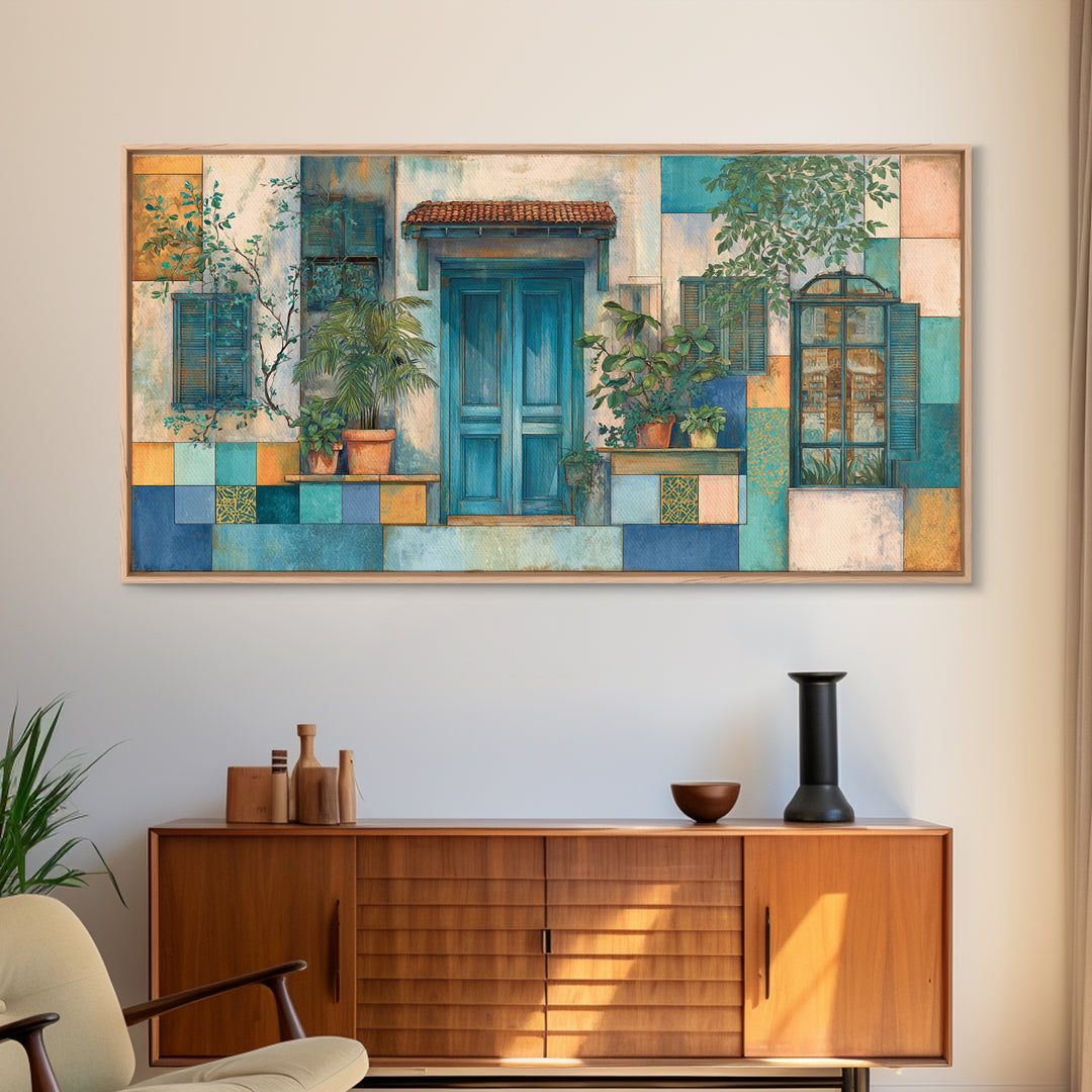 Weathered Window with Blue Shutters Canvas Print, French Country Art, Gallery Decor, Farmhouse Decor, Fine Art, Country, FCA-2x1-41