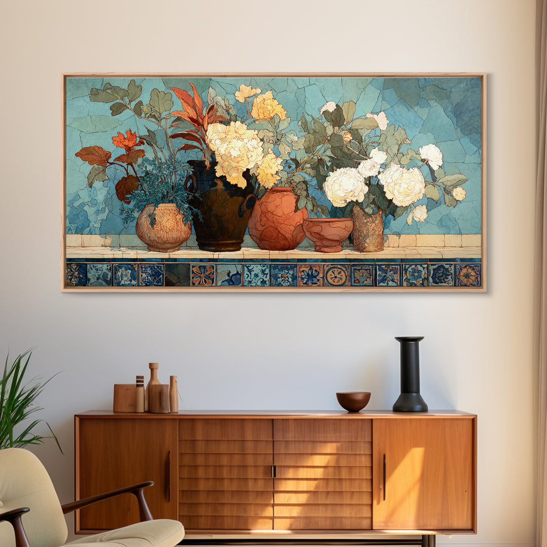 Antique Copper Pot and Flowers Still Life Canvas Print, French Country Art, Art Print, Farmhouse Decor, Fine Art, Country, FCA-2x1-44