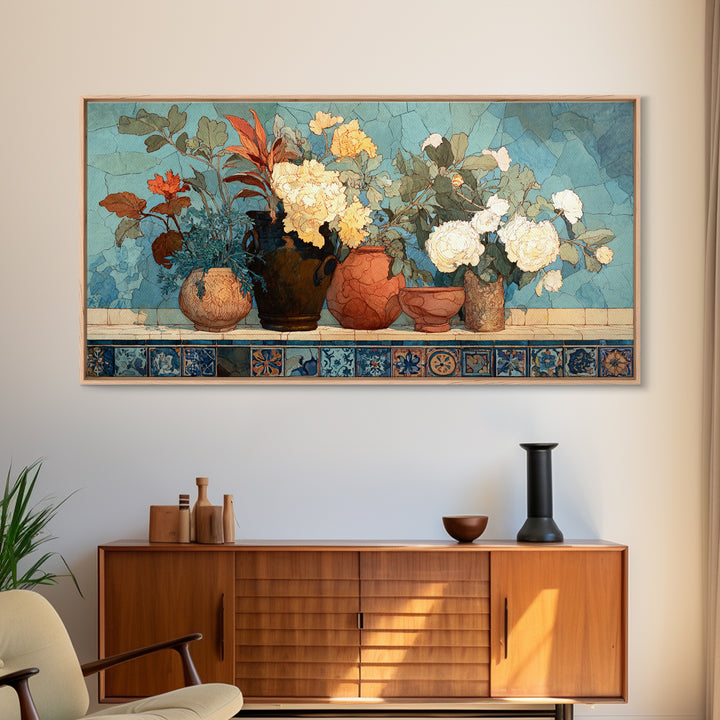 Antique Copper Pot and Flowers Still Life Canvas Print, French Country Art, Art Print, Farmhouse Decor, Fine Art, Country, FCA-2x1-44