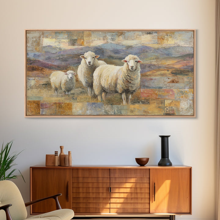 Pastoral Sheep in Rolling Countryside Canvas Print, French Country Art, Statement Artwork, Farmhouse Decor, Fine Art, Country, FCA-2x1-58