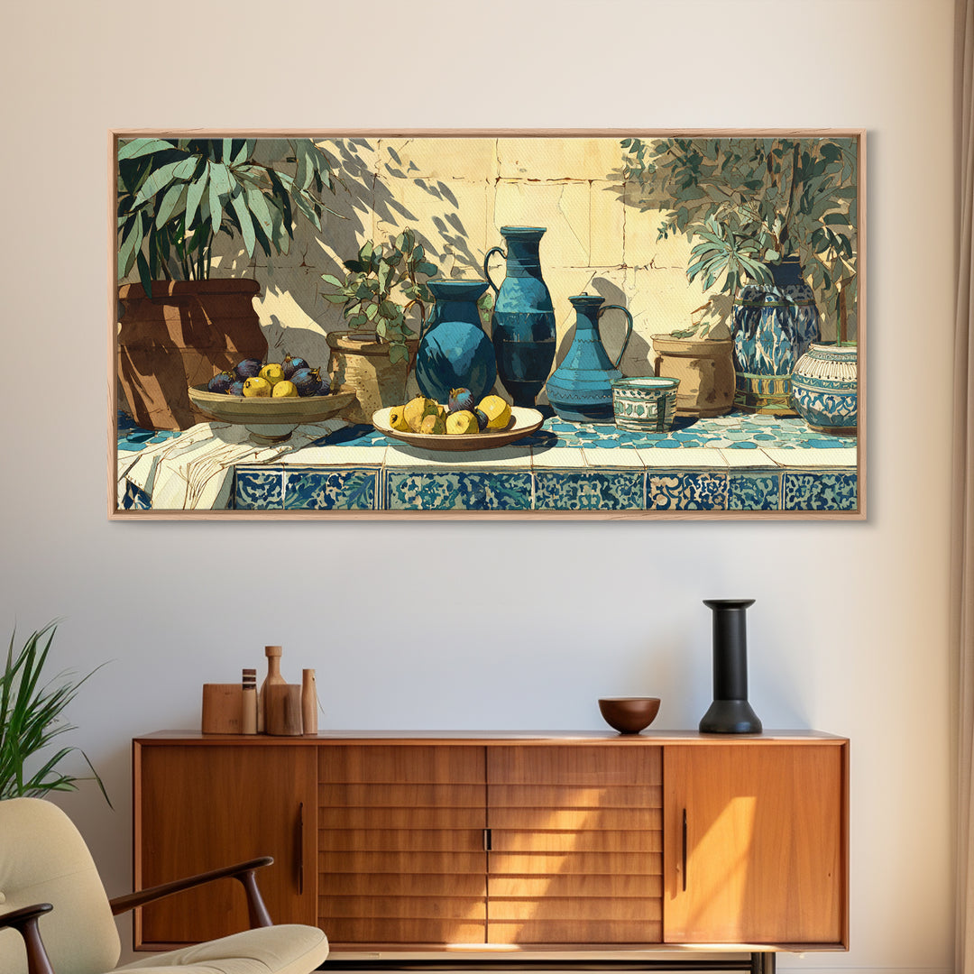 Figs on Ceramic Plate Framed Canvas Print, French Country Art, Printable Wall Art, Farmhouse Decor, Fine Art, Country, FCA-2x1-60