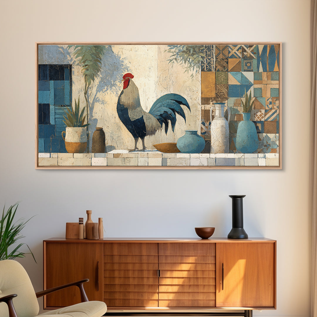 Rooster Portrait in Rustic French Palette Canvas Print, French Country Art, Luxury Decor, Farmhouse Decor, Fine Art, Country, FCA-2x1-70