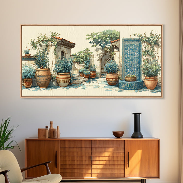 Terra Cotta Pots Framed Canvas Print, French Country Art, Floral Wall Art, Farmhouse Decor, Fine Art, Country, Gallery Decor, FCA-2x1-79