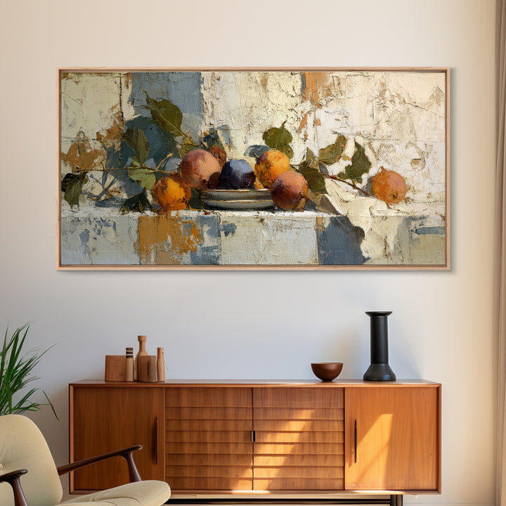 Figs on Ceramic Plate Framed Canvas Print, French Country Art, Farmhouse Wall Decor, Farmhouse Decor, Abstract Art, Country, FCA-2x1-84