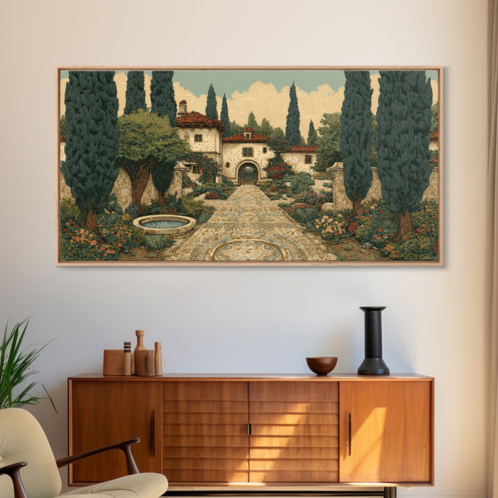 Country Lane Lined Framed Canvas Print, French Country Art, Contemporary Art, Farmhouse Decor, Abstract Art, Country, FCA-2x1-91