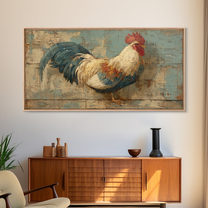 Rooster Portrait in Rustic French Palette Canvas Print, French Country Art, Luxury Decor, Farmhouse Decor, Fine Art, Country, FCA-2x1-94