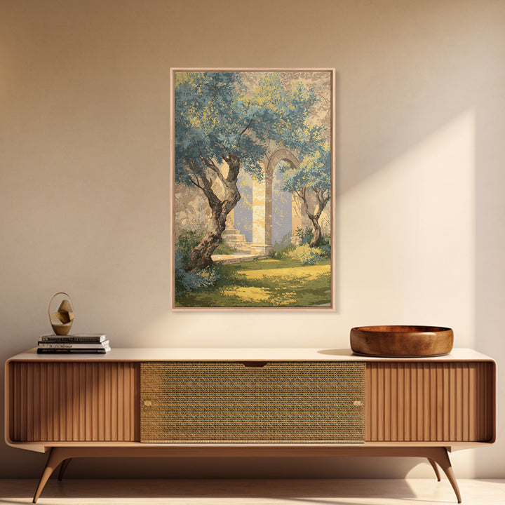 Sunlit Provence Olive Grove Framed Canvas Print, French Country Art, Neutral Decor, Farmhouse Decor, Fine Art, Country, FCA-2x3-37