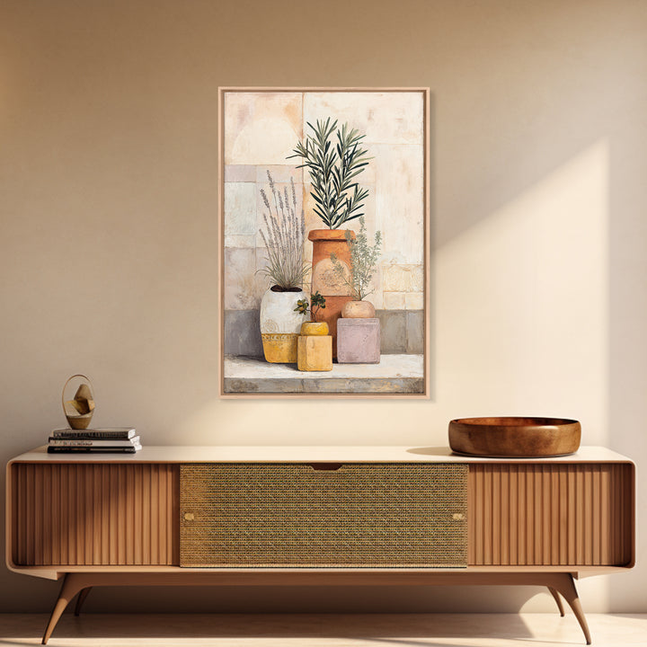 Terra Cotta Pots Framed Canvas Print, French Country Art, Eclectic Wall Art, Farmhouse Decor, Fine Art, Country, Modern Decor, FCA-2x3-43