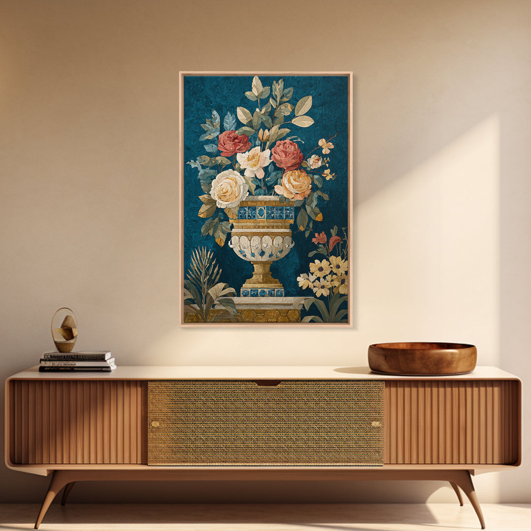 Ch Teau Garden Urn Framed Canvas Print, French Country Art, Digital Art Prints, Farmhouse Decor, Fine Art, Country, Home Decor, FCA-2x3-51