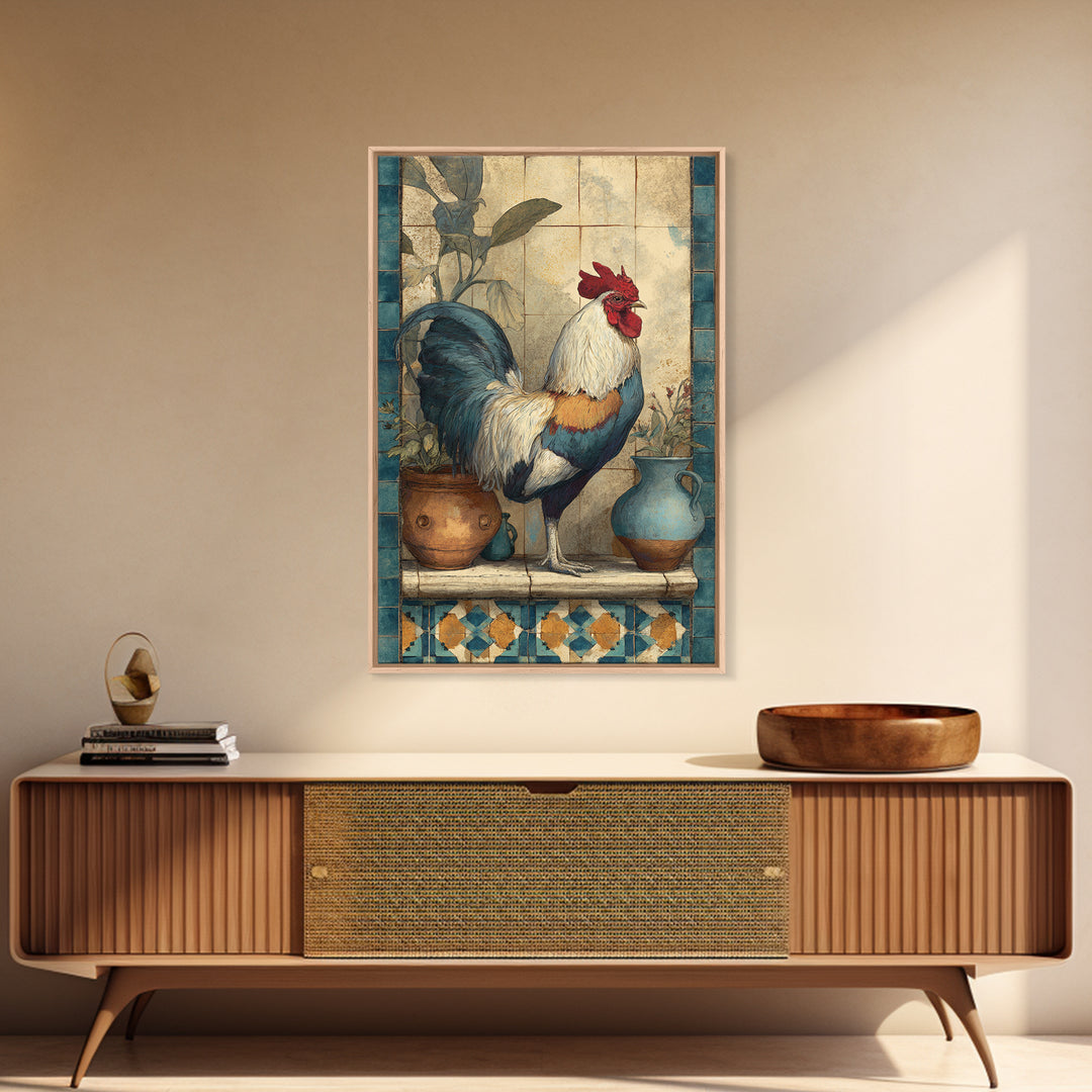 Rooster Portrait in Rustic French Palette Canvas Print, French Country Art, Luxury Decor, Farmhouse Decor, Fine Art, Country, FCA-2x3-58