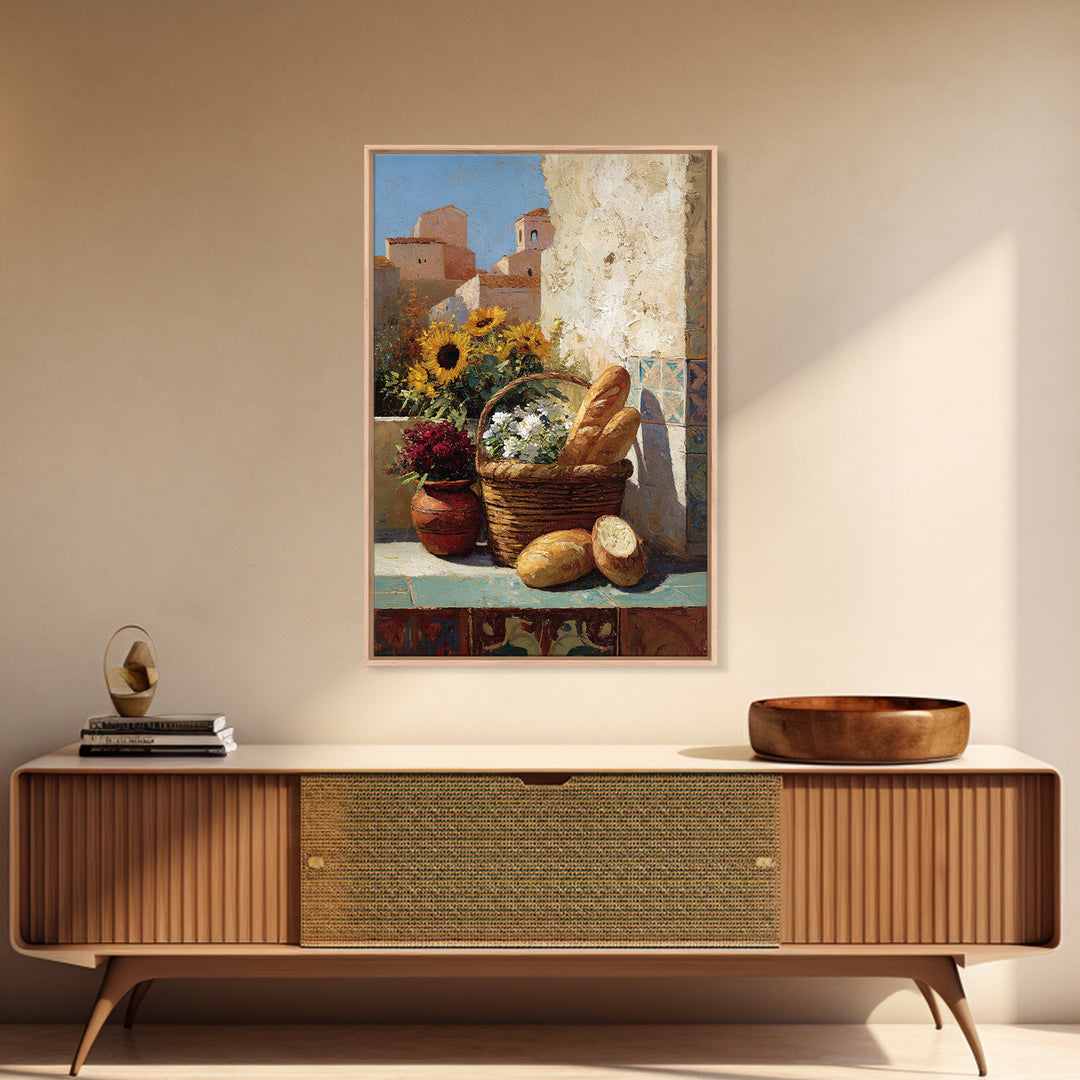 French Market Basket Framed Canvas Print, French Country Art, Downloadable Art, Farmhouse Decor, Country, Luxury Decor, FCA-2x3-63