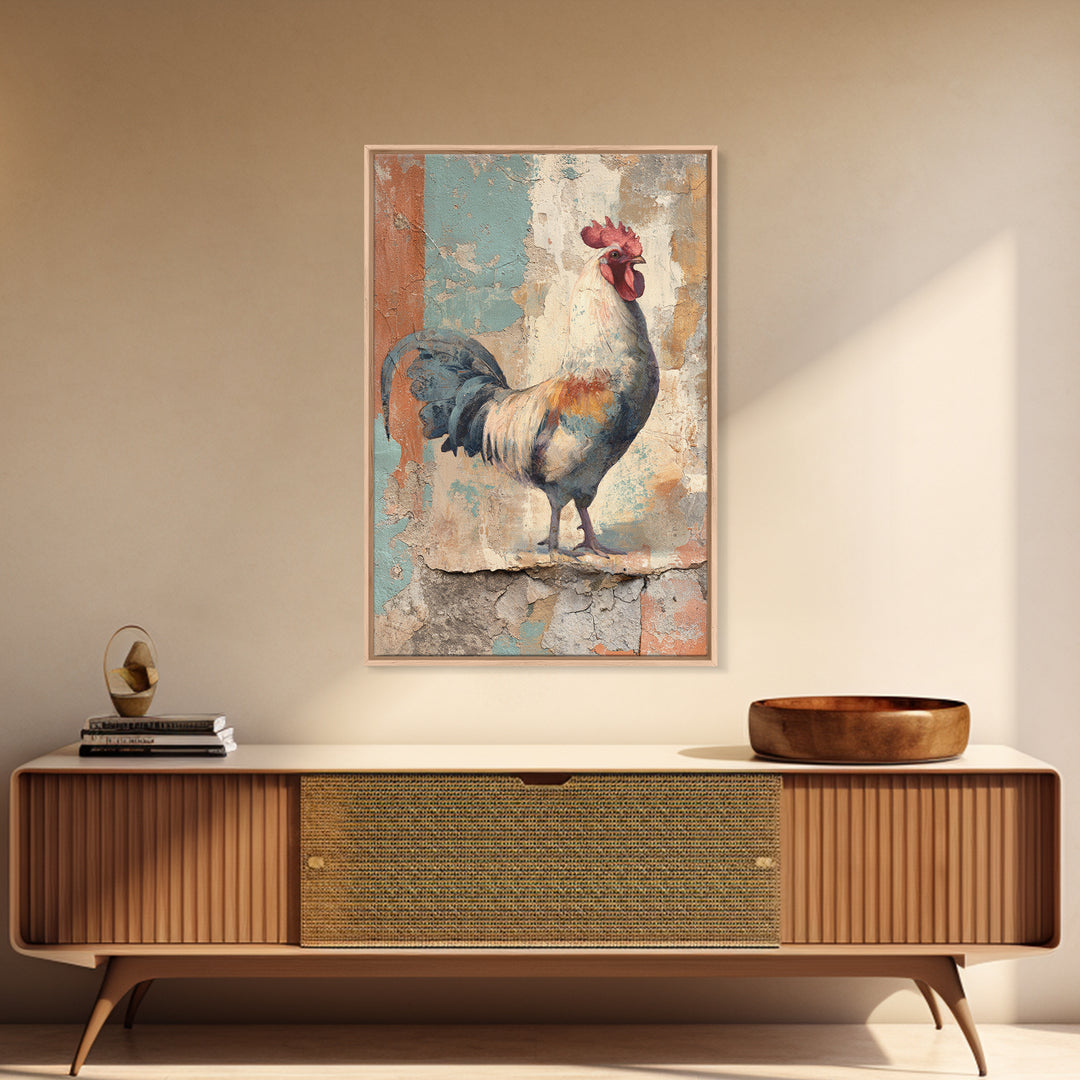 Rooster Portrait in Rustic French Palette Canvas Print, French Country Art, Luxury Decor, Farmhouse Decor, Fine Art, Country, FCA-2x3-82