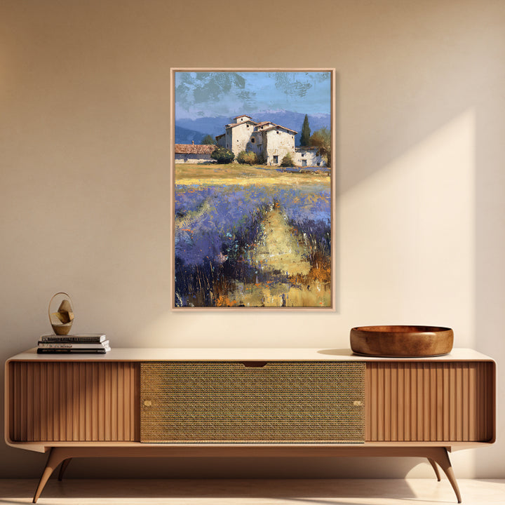 Lavender Field with Distant Stone Farmhouse Canvas Print, French Country Art, Wall Decor, Farmhouse Decor, Fine Art, Country, FCA-2x3-9