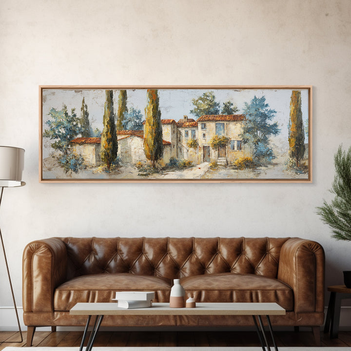 Country Lane Lined Framed Canvas Print, French Country Art, Eclectic Wall Art, Farmhouse Decor, Fine Art, Country, Modern Decor, FCA-3x1-15