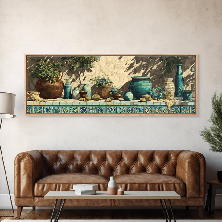 Antique Copper Pot and Flowers Still Life Canvas Print, French Country Art, Coastal Wall Art, Farmhouse Decor, Country, FCA-3x1-16