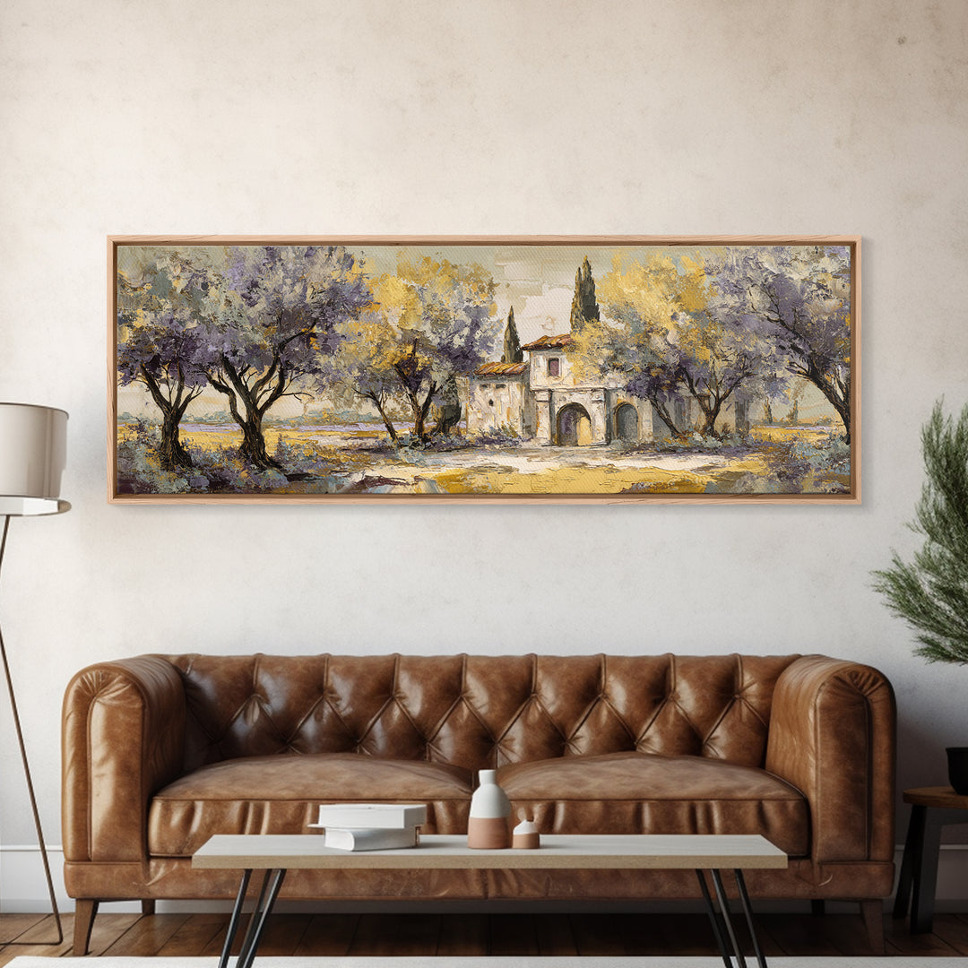 Sunlit Provence Olive Grove Canvas Print, French Country Art, Original Painting, Farmhouse Decor, Country, Coastal Wall Art, FCA-3x1-21