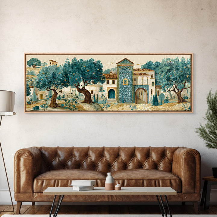 Sunlit Provence Olive Grove Canvas Print, French Country Art, Original Painting, Farmhouse Decor, Country, Coastal Wall Art, FCA-3x1-45