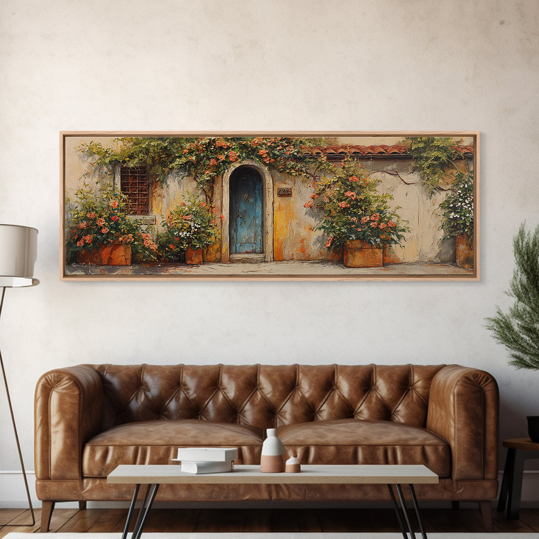 Rustic Door Covered Framed Canvas Print, French Country Art, Textured Painting, Farmhouse Decor, Country, Home Decor Gift, FCA-3x1-9
