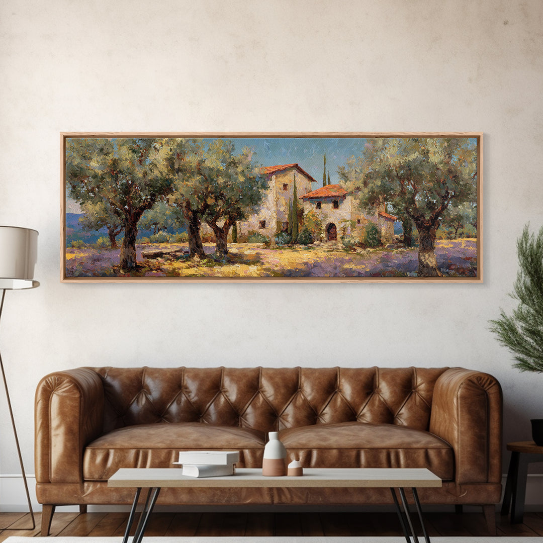 Sunlit Provence Olive Grove Canvas Print, French Country Art, Botanical Prints, Farmhouse Decor, Country, Digital Download Art, FCA-3x1-93