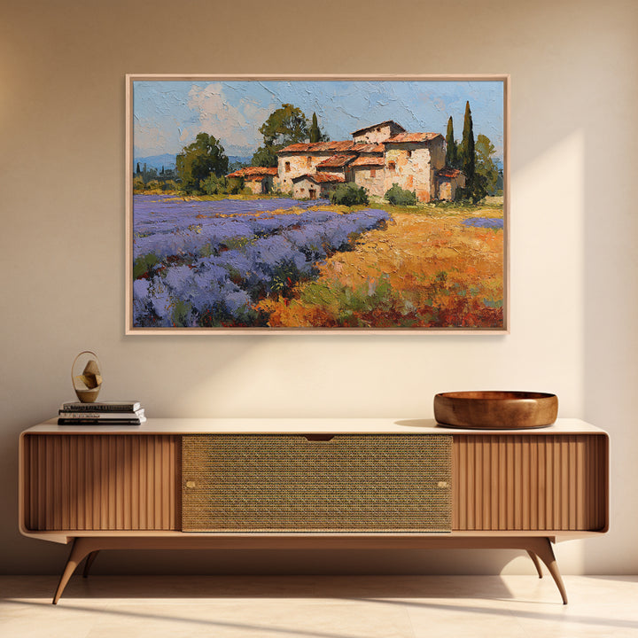 Lavender Field with Distant Stone Farmhouse Canvas Print, French Country Art, Printable Art, Farmhouse Decor, Fine Art, Country, FCA-3x2-29
