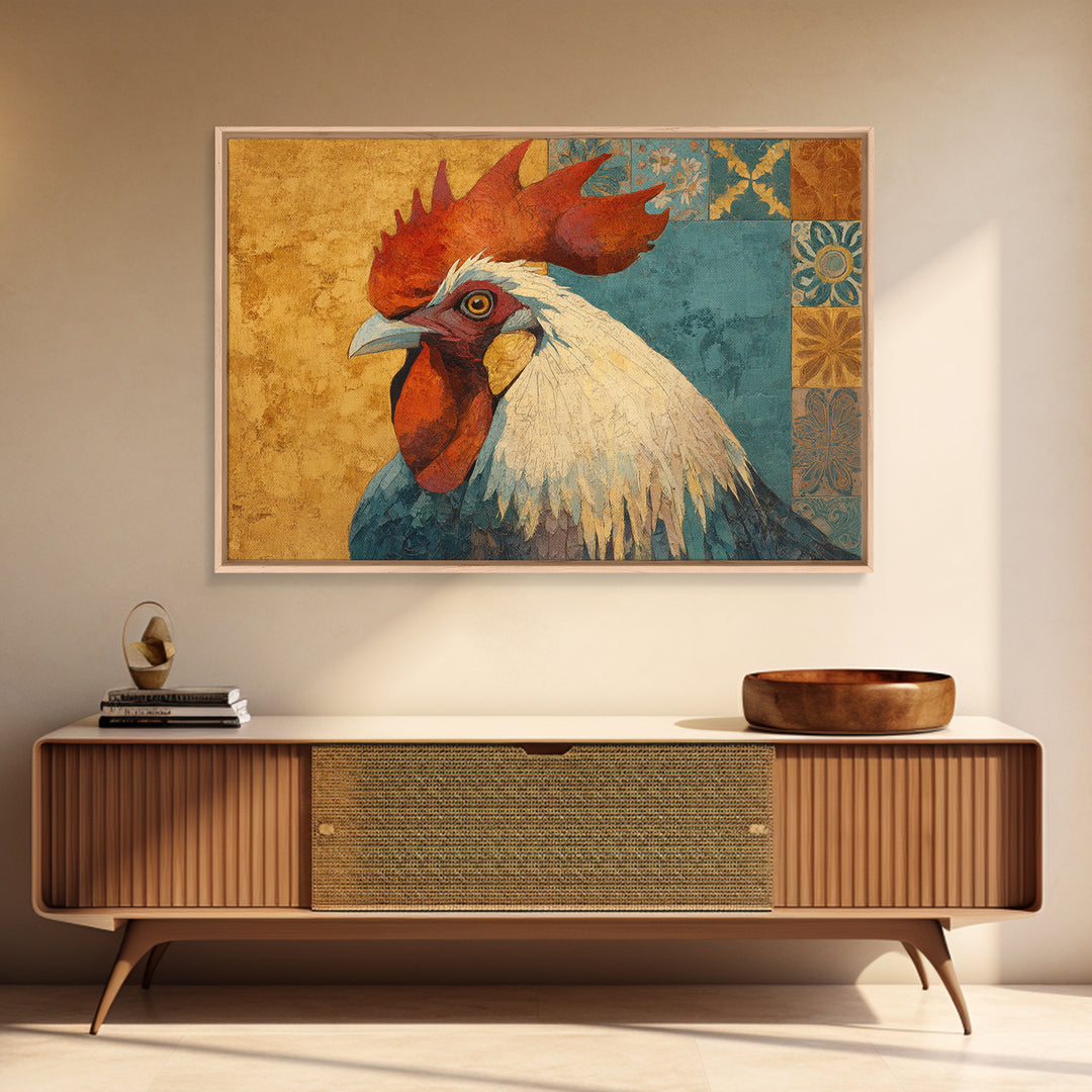 Rooster Portrait in Rustic French Palette Canvas Print, French Country Art, Original Painting, Farmhouse Decor, Country, FCA-3x2-30