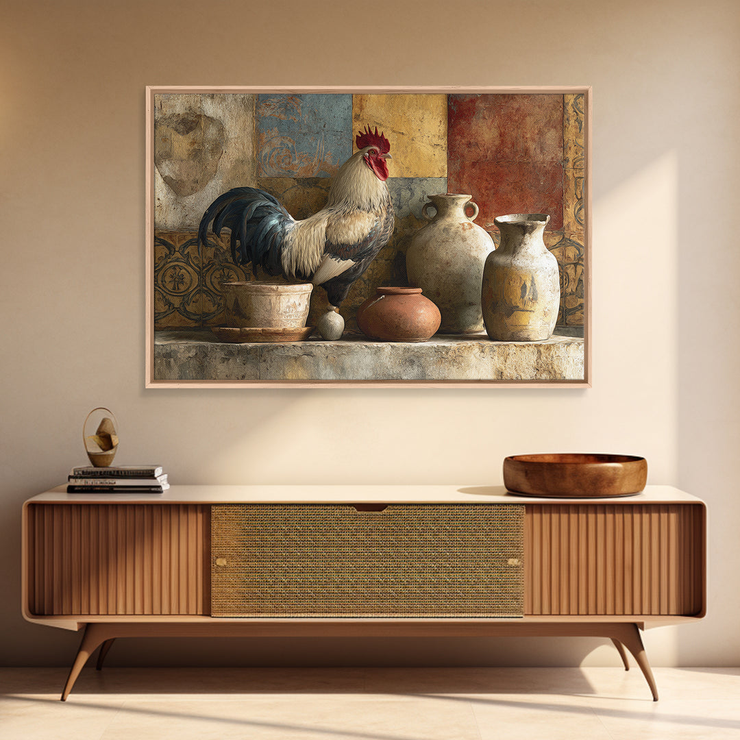Rooster Portrait in Rustic French Palette Canvas Print, French Country Art, Original Painting, Farmhouse Decor, Country, FCA-3x2-54