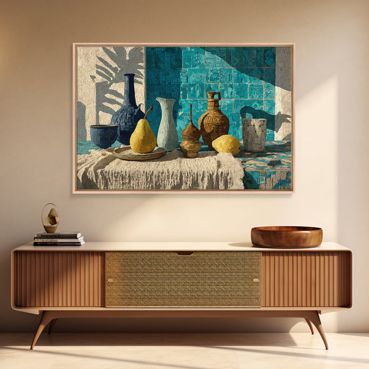 Pear Still Life on Linen Tablecloth Canvas Print, French Country Art, Farmhouse Wall Decor, Farmhouse Decor, Country, FCA-3x2-80