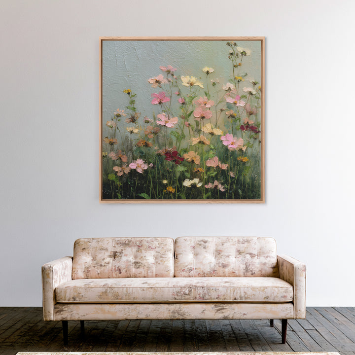 Wildflower Meadow in Loose Impressionist Paint Canvas Print, Floral Art, Midcentury Modern, Living Room Decor, Fine Art, Bloom, FLO-1x1-3