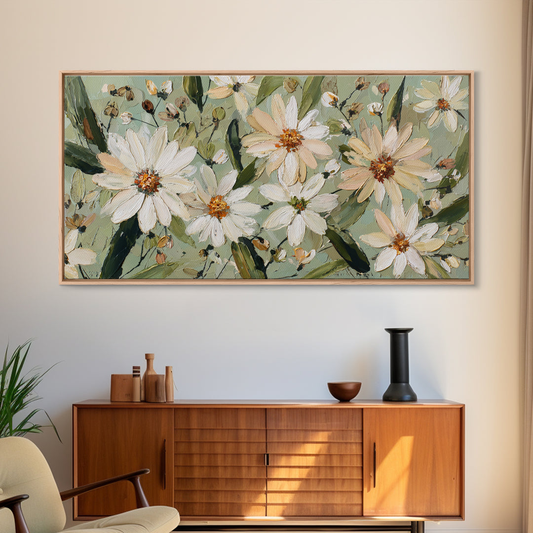 Wildflower Meadow in Loose Impressionist Paint Canvas Print, Floral Art, Mid Century Modern, Living Room Decor, Bloom, FLO-2x1-23