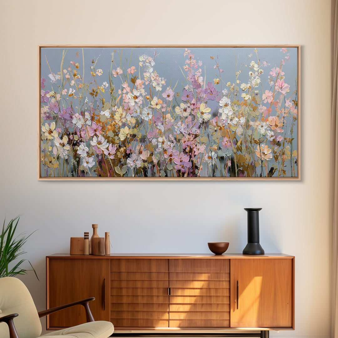 Wildflower Meadow in Loose Impressionist Paint Canvas Print, Floral Art, Modern Southern Floral Art, Living Room Decor, Bloom, FLO-2x1-71