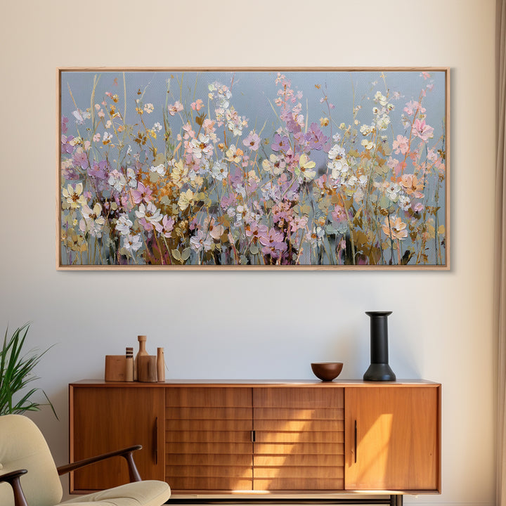 Wildflower Meadow in Loose Impressionist Paint Canvas Print, Floral Art, Modern Southern Floral Art, Living Room Decor, Bloom, FLO-2x1-71