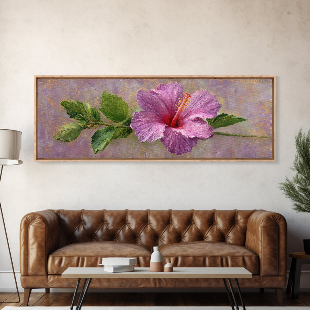Hibiscus Flower with Tropical Brightness Canvas Print, Floral Art, Neutral Tone Abstract Floral Art, Living Room Decor, Bloom, FLO-3x1-11