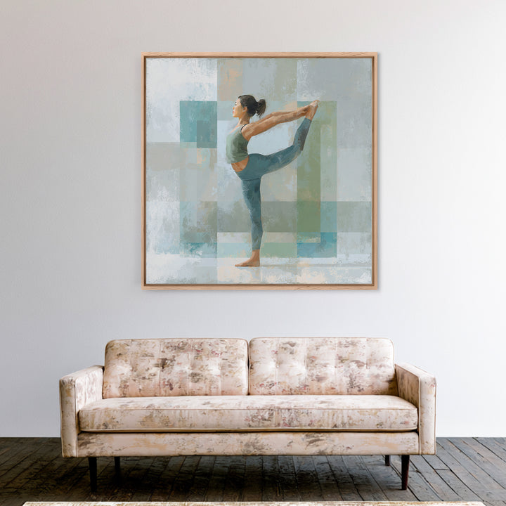 Female Athlete Stretching Framed Canvas Print, Fitness Studio Art, Aesthetic Room Decor, Gym Decor, Fine Art, Motion, FSA-1x1-27