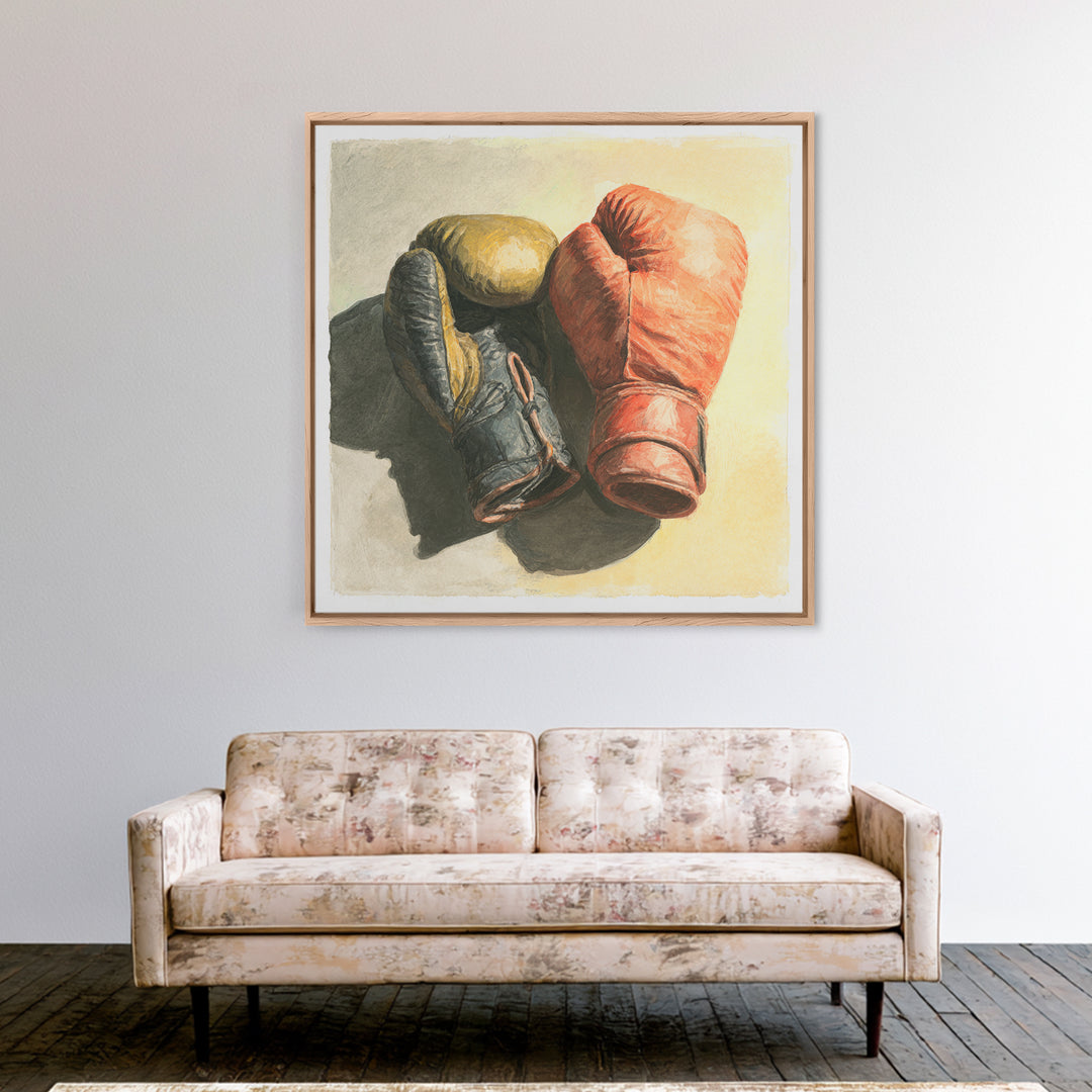 Boxing Gloves Still Life Framed Canvas Print, Fitness Studio Art, Gym Poster, Gym Decor, Fine Art, Motion, Modern Decor, FSA-1x1-29