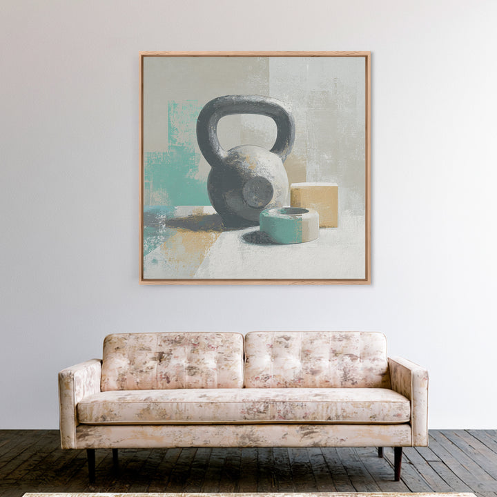 Kettlebell and Chalk Dust Canvas Print, Fitness Studio Art, Home Gym Sign, Gym Decor, Oil Painting, Motion, Motivational Canvas, FSA-1x1-30