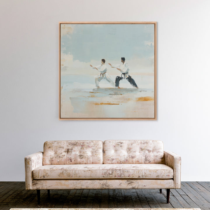 Martial Artist Pose Framed Canvas Print, Fitness Studio Art, Home Gym Decor, Gym Decor, Oil Painting, Motion, Home Gym Wall Art, FSA-1x1-43