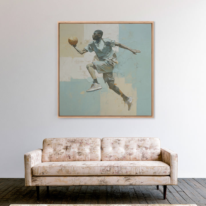 Basketball Player in Explosive Motion Framed Canvas Print, Fitness Studio Art, Home Gym Decor, Gym Decor, Fine Art, Motion, FSA-1x1-46