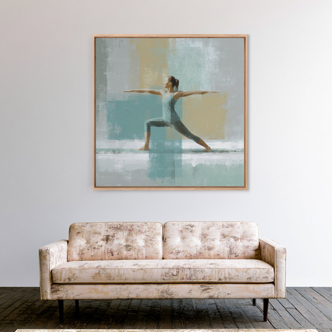 Yoga Warrior Pose Canvas Print, Fitness Studio Art, Pilates Poster, Gym Decor, Fine Art, Motion, Statement Artwork, Boho Decor, FSA-1x1-55