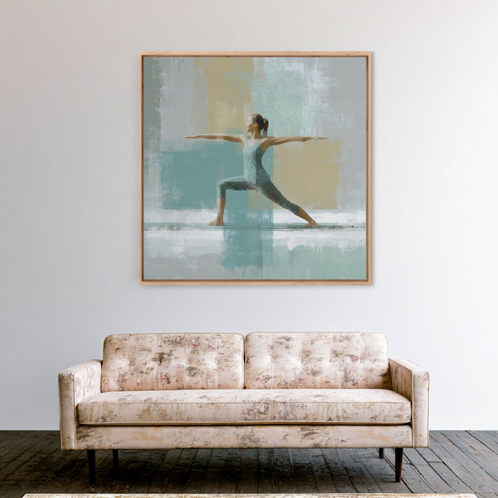 Yoga Warrior Pose Canvas Print, Fitness Studio Art, Pilates Poster, Gym Decor, Fine Art, Motion, Statement Artwork, Boho Decor, FSA-1x1-55
