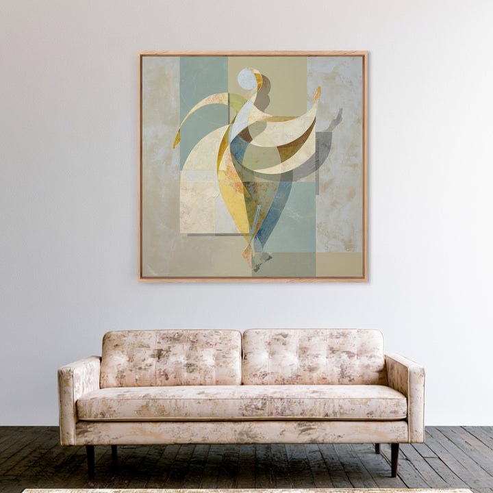 Pilates Figure in Elegant Contour Line Framed Canvas Print, Fitness Studio Art, Gym Poster, Gym Decor, Fine Art, Motion, FSA-1x1-68