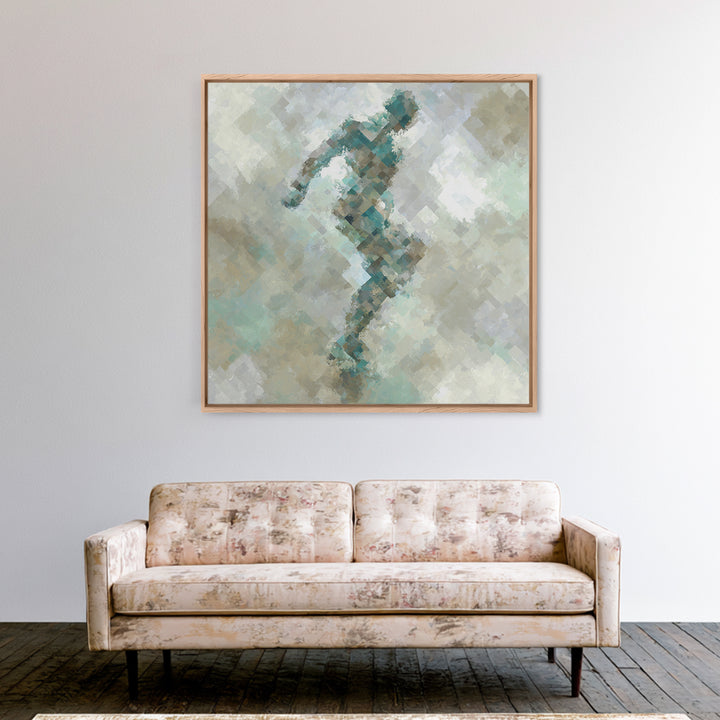Abstract Human Figure Framed Canvas Print, Fitness Studio Art, Gym Poster, Gym Decor, Oil Painting, Motion, Modern Decor, FSA-1x1-74
