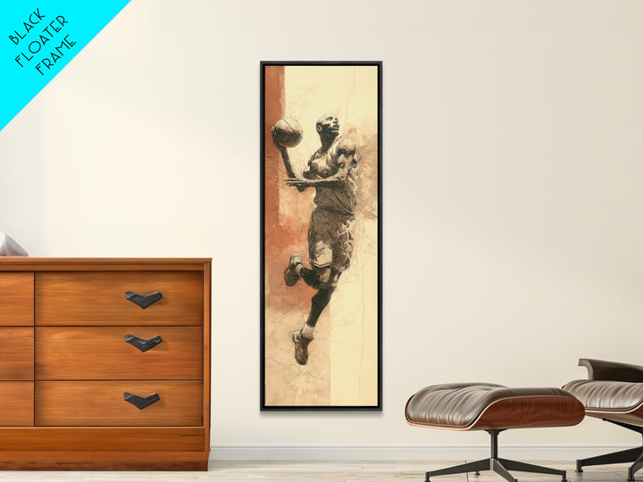 Basketball Player in Explosive Motion Canvas Print, Fitness Studio Art, Black and White Art, Gym Decor, Fine Art, Motion, FSA-1x3-10
