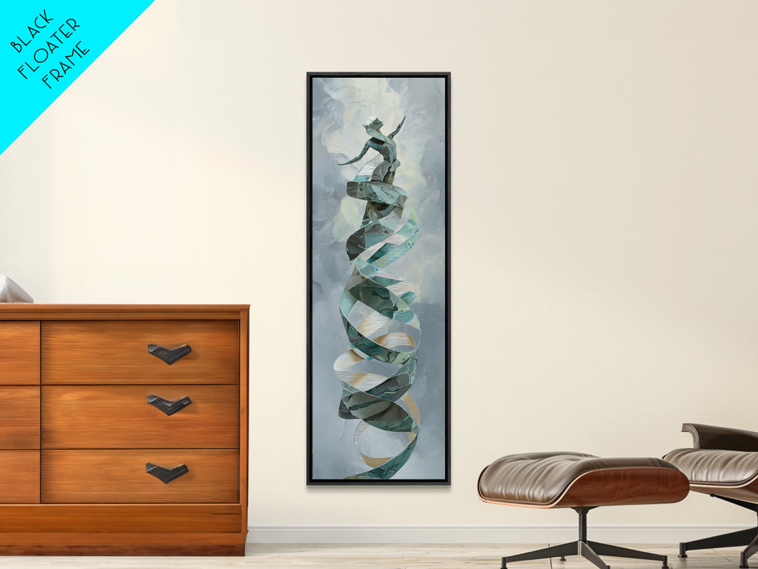 Gymnast Ribbon Forming a Spiral Composition Canvas Print, Fitness Studio Art, Printable Art, Gym Decor, Fine Art, Motion, FSA-1x3-11
