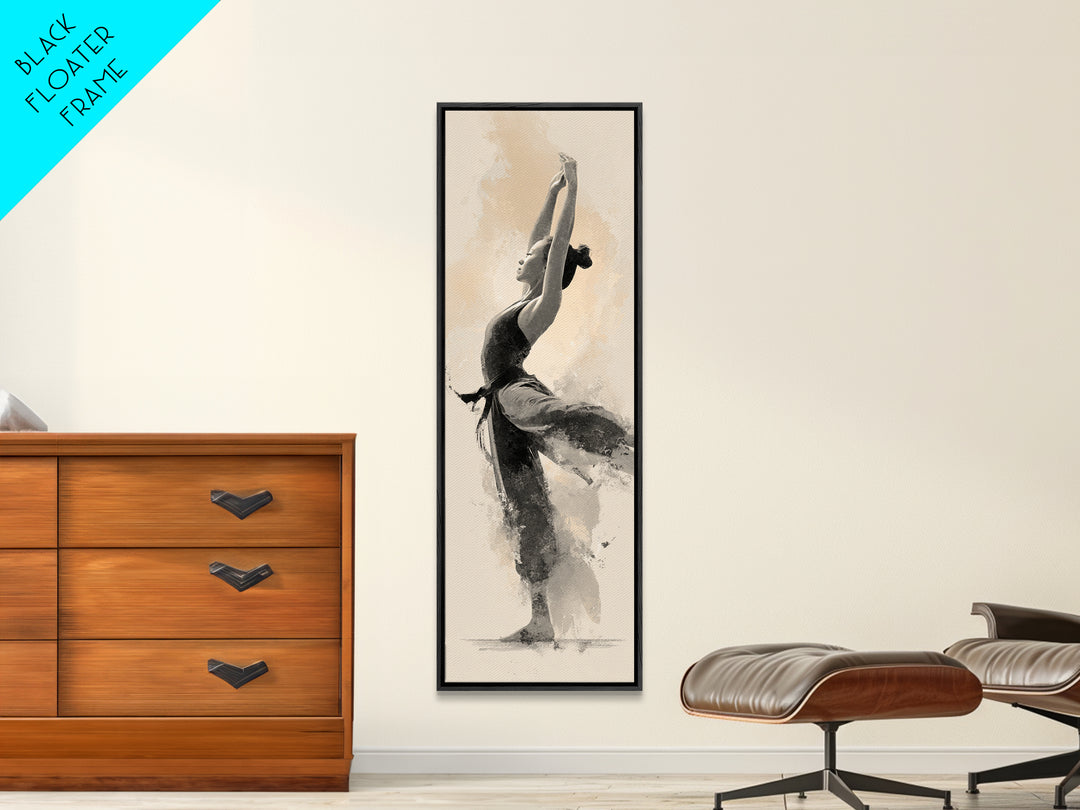 Martial Artist Pose Framed Canvas Print, Fitness Studio Art, Room Decor, Gym Decor, Fine Art, Motion, Motivational Poster, FSA-1x3-79