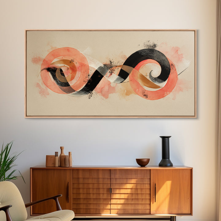 Gymnast Ribbon Forming a Spiral Composition Framed Canvas Print, Fitness Studio Art, Gym Poster, Gym Decor, Fine Art, Motion, FSA-2x1-19