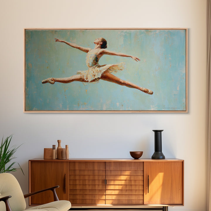 Dancer Leap with Painterly Energy Canvas Print, Fitness Studio Art, Metal Wall Art, Gym Decor, Fine Art, Motion, Home Gym Decor, FSA-2x1-31