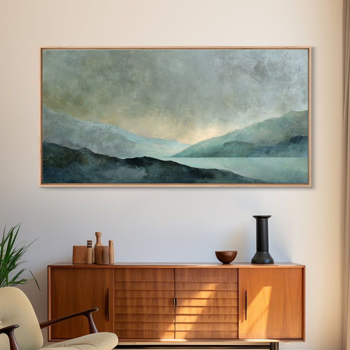 Sunrise over Mountains as Endurance Metaphor Framed Canvas Print, Fitness Studio Art, Aesthetic Room Decor, Gym Decor, Motion, FSA-2x1-92