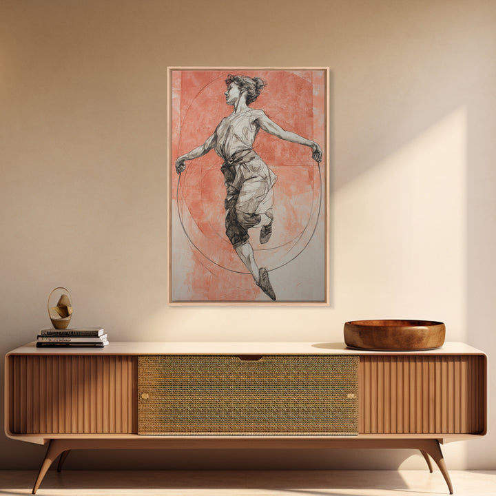Jump Rope Movement Captured as Curved Lines Canvas Print, Fitness Studio Art, Motivational Canvas, Gym Decor, Motion, FSA-2x3-42