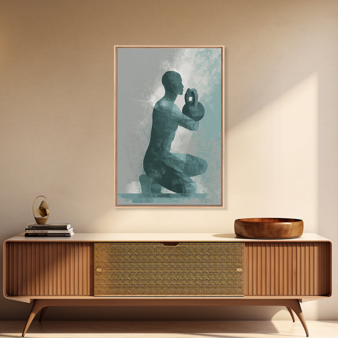 Kettlebell and Chalk Dust Canvas Print, Fitness Studio Art, Art Print, Gym Decor, Abstract Art, Motion, Motivational Poster, FSA-2x3-62