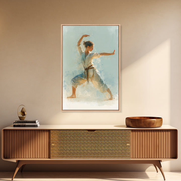 Martial Artist Pose Framed Canvas Print, Fitness Studio Art, Motivational Canvas, Gym Decor, Fine Art, Motion, FSA-2x3-75